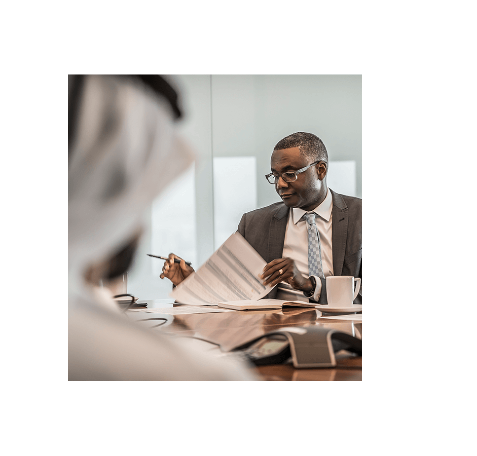 an employee checking documents