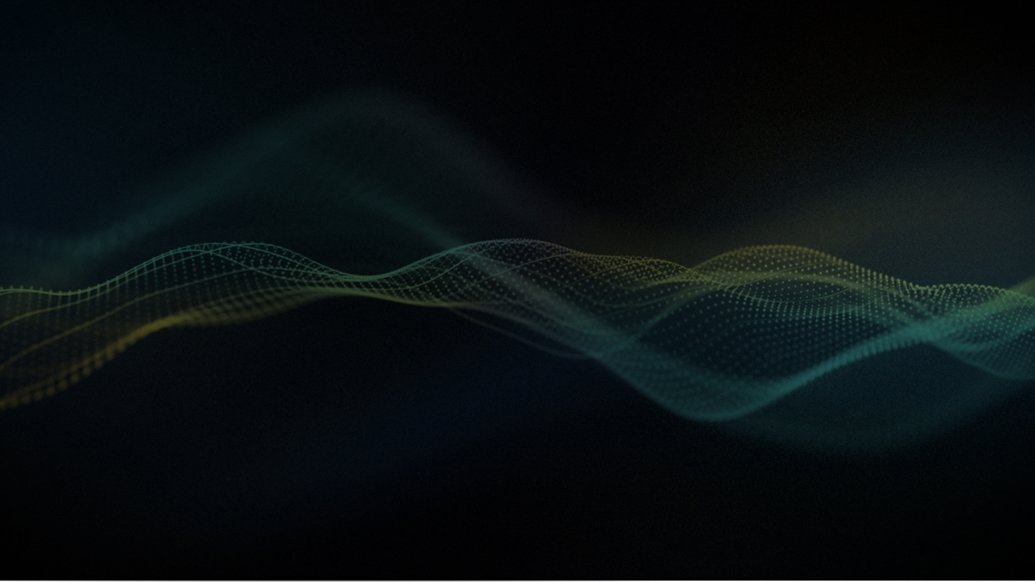 Abstract glowing wave pattern with symmetrical lines forming a futuristic ripple effect on a dark background.